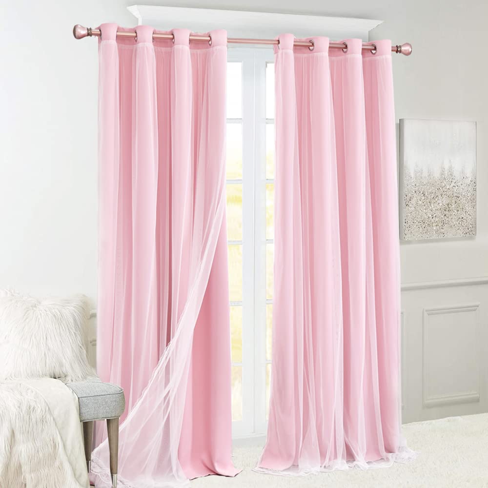 Double Layered Blackout Pink Curtains