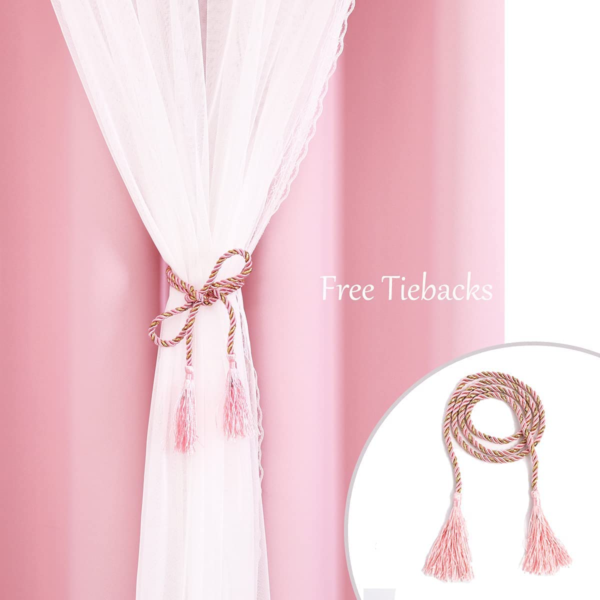 Double Layered Blackout Pink Curtains