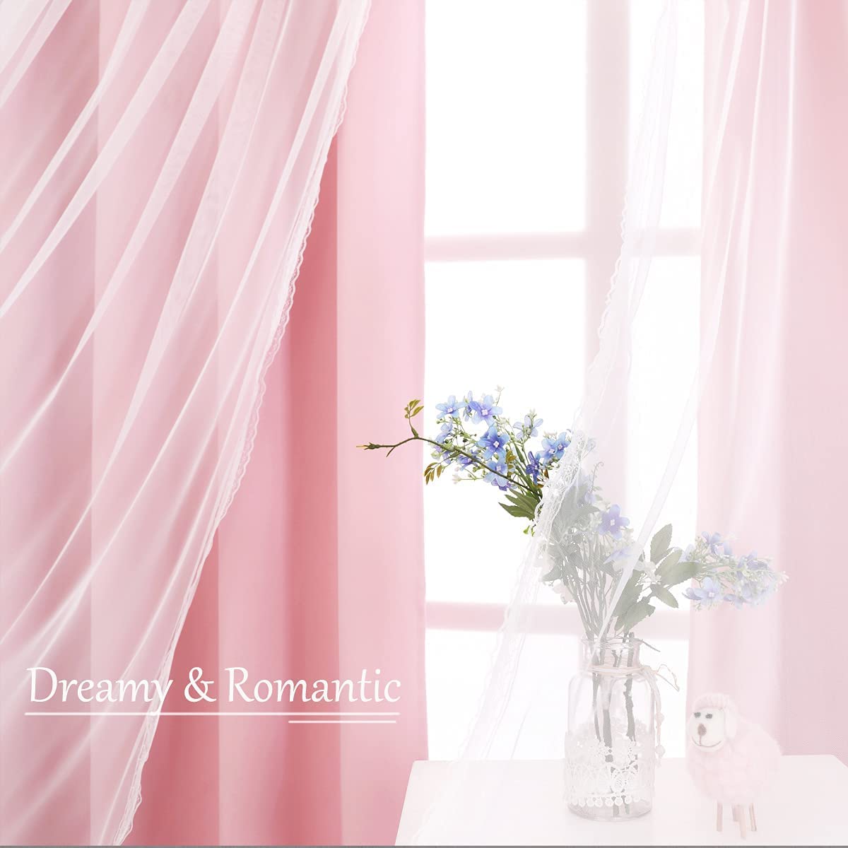 Double Layered Blackout Pink Curtains