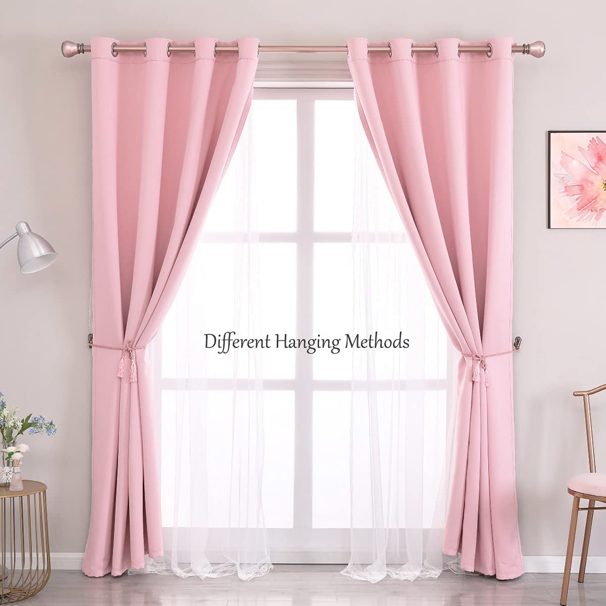 Double Layered Blackout Pink Curtains