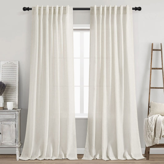 Cream Linen Back Tab Curtains