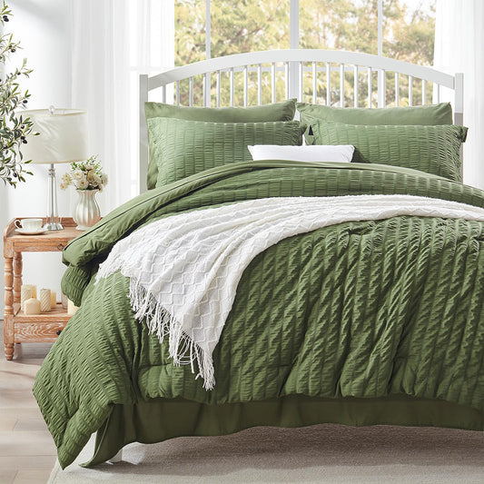 Olive Green Seersucker Bed Sets