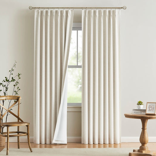 Natural Pinch Pleated Full Blackout Curtains