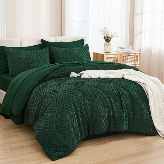 Ensemble de couette 7 pièces vert émeraude foncé