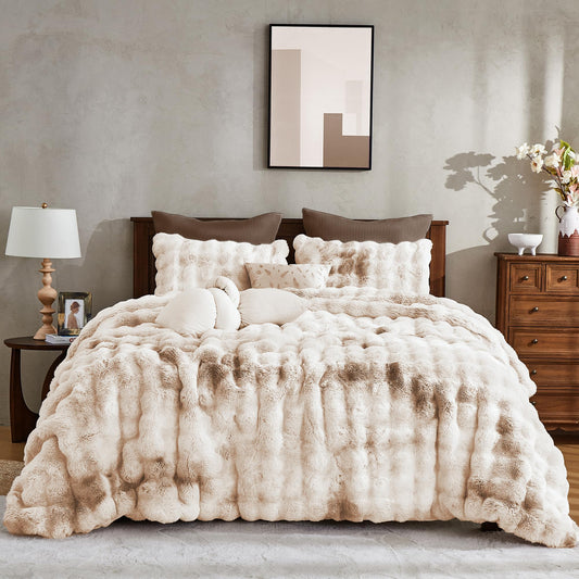 3 Pieces Fluffy Faux Set Queen Size