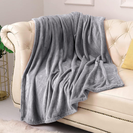 Fleece Blanket Throw Size Grey