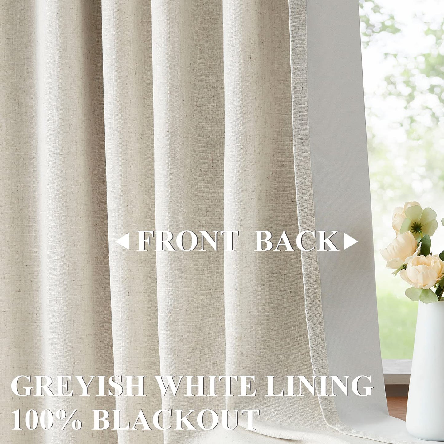 Natural Pinch Pleated Full Blackout Curtains