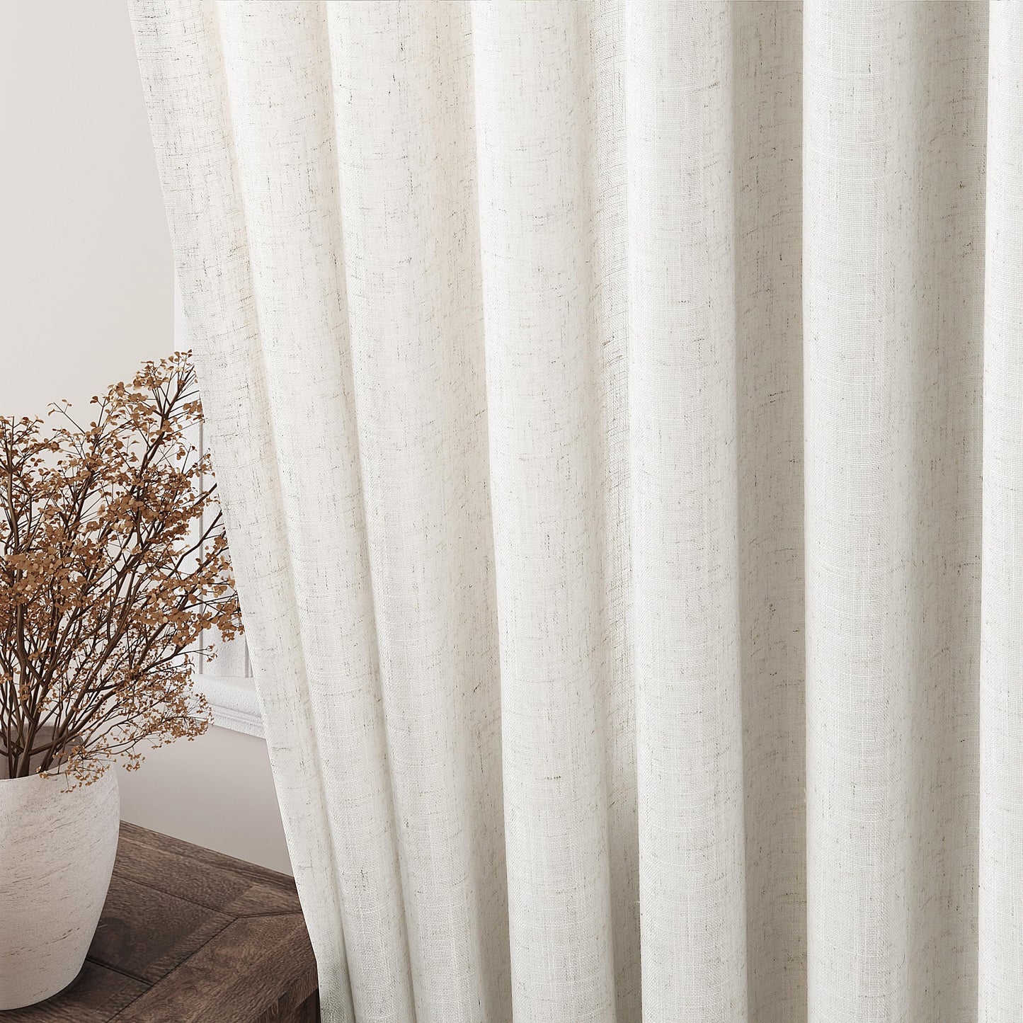 Cream Linen Back Tab Curtains